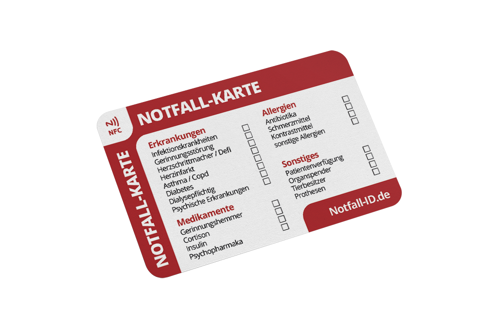 Notfallkarte Fur Die Geldborse Im Scheckkartenformat Und Notfallpass